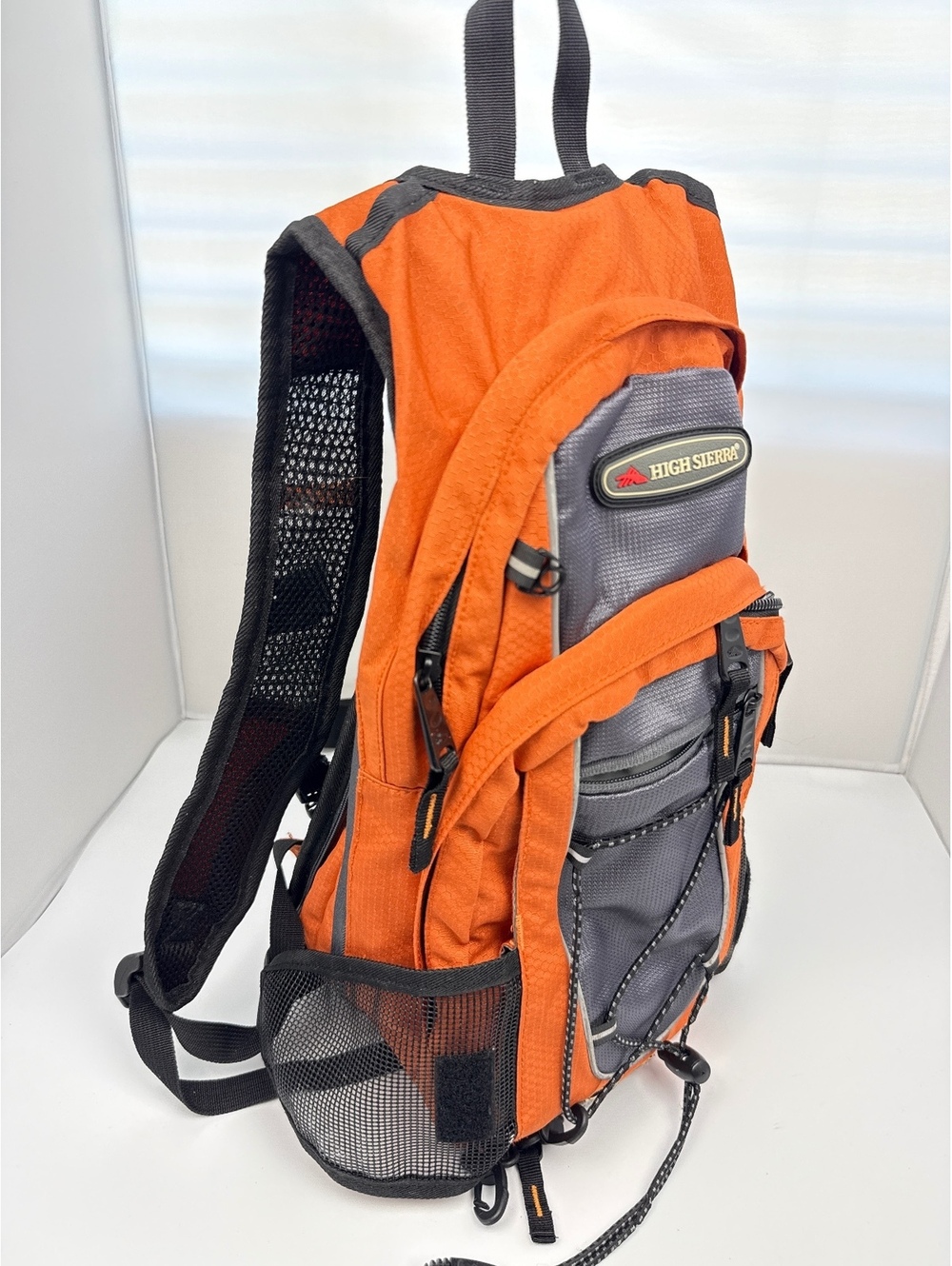 High Sierra Hydration Backpack Orange Gray Hiking Cycling Trail Outdoor Hiking